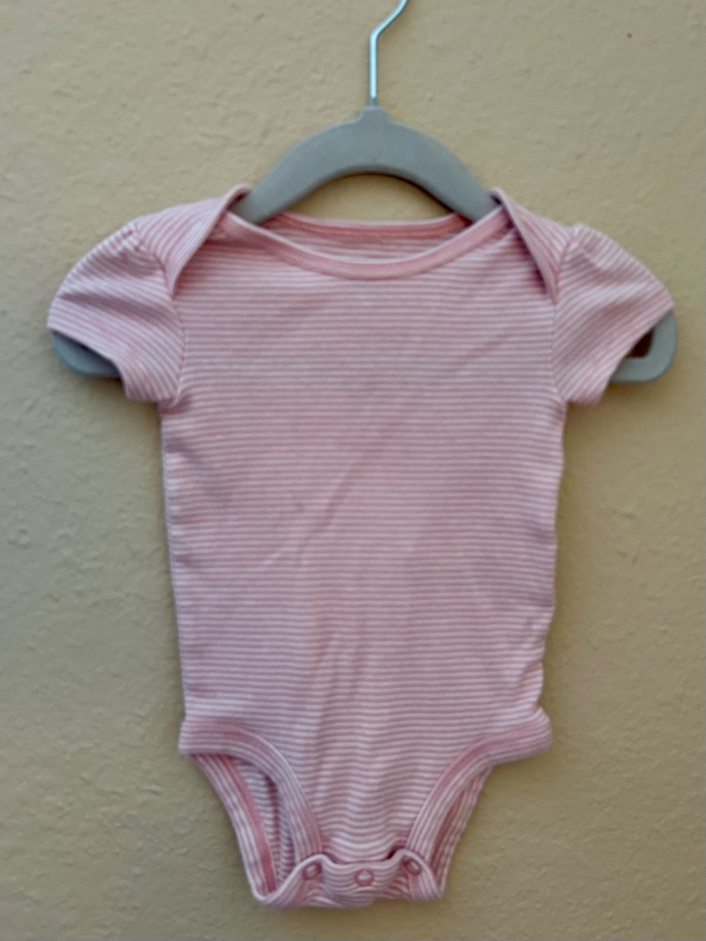 Carter's Pink and White Striped Short-Sleeve One-Piece Bodysuit
